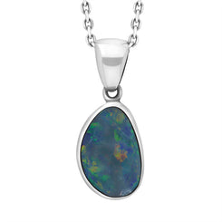 Sterling Silver Opal Doublet Abstract Necklace PUNQ0009539