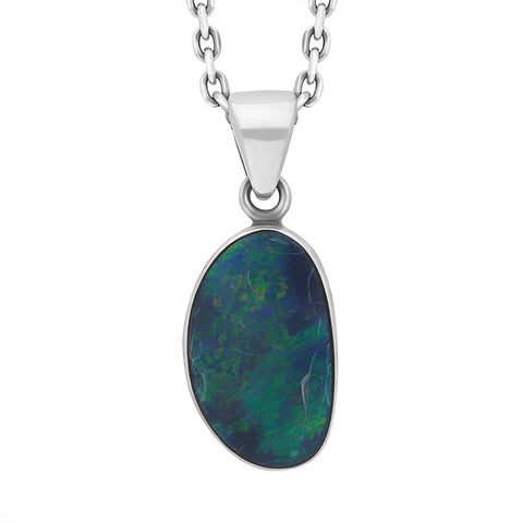 Sterling Silver Opal Doublet Abstract Necklace PUNQ0009550