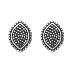 Sterling Silver Oxidised Marquise Stud Earrings. E1972