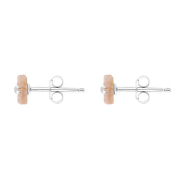 Sterling Silver Pink Mother of Pearl Tuberose 6mm Daisy Stud Earrings