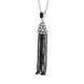 Sterling Silver Rhodium Onyx Moonstone Cascade Large Tassel Necklace D