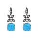 Sterling Silver Turquoise Marcasite Pearl Flower Top Drop Earrings, E1700