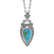 Sterling Silver Turquoise Moonstone Marcasite Pear Shaped Necklace, P2214