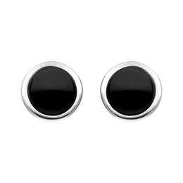 Sterling Silver Whitby Jet 8mm Round Stud Earrings E1900