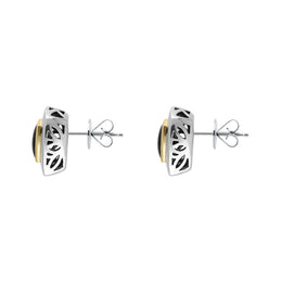 Sterling Silver Whitby Jet Oblong Stud Earrings D