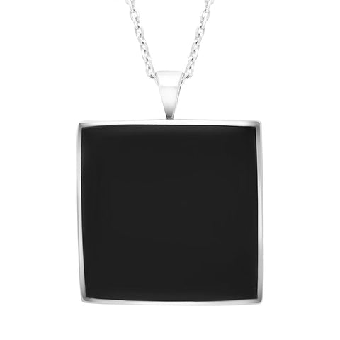Sterling Silver Whitby Jet Square Necklace P1807.