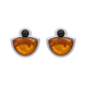 Sterling Silver Whitby Jet Amber Half Moon Round Stud Earrings