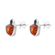 Sterling Silver Whitby Jet Amber Half Moon Round Stud Earrings