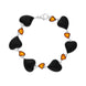 Sterling Silver Whitby Jet Amber Heart Link Bracelet, B725