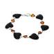 Sterling Silver Whitby Jet Amber Heart Link Bracelet
