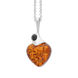Sterling Silver Whitby Jet Amber Heart Necklace, P3557_2.