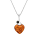 Sterling Silver Whitby Jet Amber Heart Necklace, P3557.