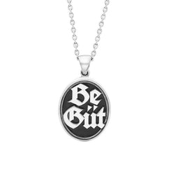 Sterling Silver Whitby Jet Be Güt Pendant Necklace, P3702.