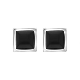 Sterling Silver Whitby Jet Concave Stud Earrings E580