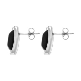 Sterling Silver Whitby Jet Concave Stud Earrings D