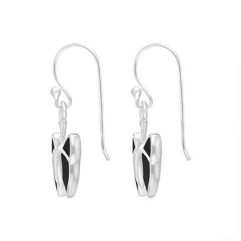 Sterling Silver Whitby Jet Drop Butterfly Earrings