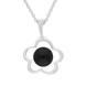 Sterling Silver Whitby Jet Flower Necklace