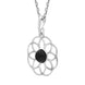 Sterling Silver Whitby Jet Flower Pendant