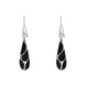 Sterling Silver Whitby Jet Four Stone Slim Tear Drop Earrings E594