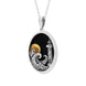 Sterling Silver Whitby Jet Gold Plated Moon Whitby Lighthouse Oval Necklace