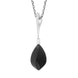 Sterling Silver Whitby Jet Long Drop Faceted Pear Stone Necklace