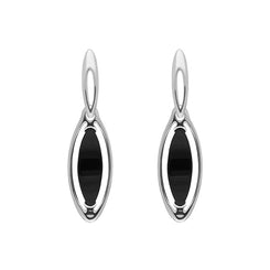 Sterling Silver Whitby Jet Marquise Open Edge Drop Earrings E1560