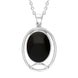 Sterling Silver Whitby Jet Oval Open Frame Necklace Punq0007414