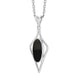 Sterling Silver Whitby Jet Oval Open Frame Necklace Punq0007657