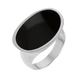 Sterling Silver Whitby Jet Oval Statement Ring, R838.
