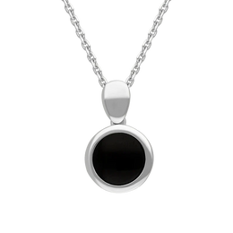 Sterling Silver Whitby Jet Round Open Back Necklace