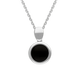 Sterling Silver Whitby Jet Round Open Back Necklace