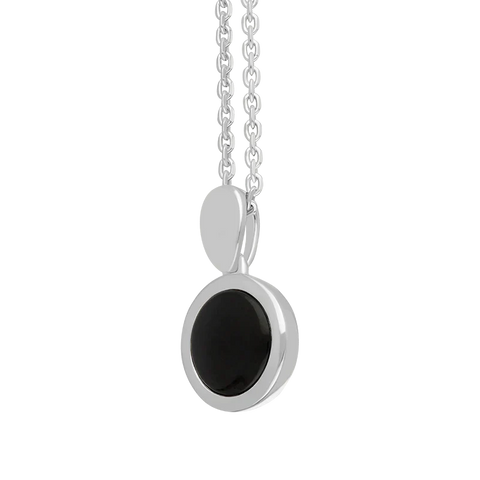 Sterling Silver Whitby Jet Round Open Back Necklace