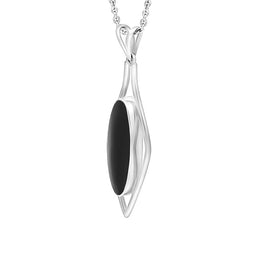 Sterling Silver Whitby Jet Round Open Frame Necklace D