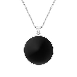 Sterling Silver Whitby Jet Round Sheep Pendant