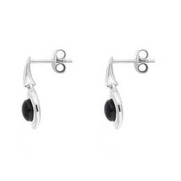 Sterling Silver Whitby Jet Round Swirl Drop Earrings E2564_2