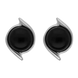 Sterling Silver Whitby Jet Round Swirl Edge Stud Earrings E2579