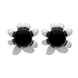 Sterling Silver Whitby Jet Small Round Petal Edge Stud Earrings E2571
