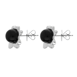Sterling Silver Whitby Jet Small Round Petal Edge Stud Earrings E2571_2