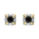 Sterling Silver Whitby Jet Square Omega Clip Earrings D 0200