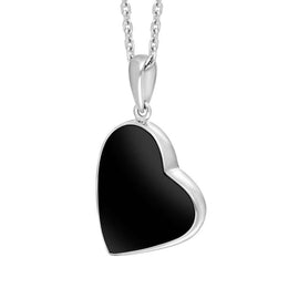 Sterling Silver Whitby Jet Tilted Heart Necklace, Punq0009025