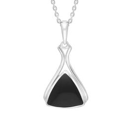 Sterling Silver Whitby Jet Triangle Frame Necklace D PUNQ0007748