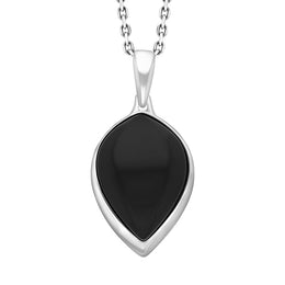 Sterling Silver Whitby Jet Upside Pear Necklace, P2840