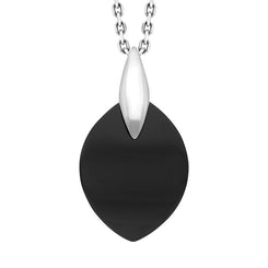 Sterling Silver Whitby Jet Wide Marquise Necklace, P1410
