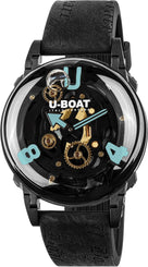 Black U-Boat watch with detailed face on a white background
