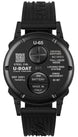 Black U-Boat watch with detailed case back on a white background