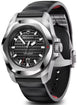 Victorinox watch with black strap and silver case on a white background