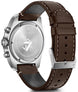 Victorinox watch with brown leather strap and silver case on a white background