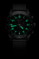 Black watch with green digital display on a black background