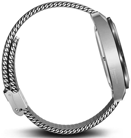 Smartwatch with a metal chain strap on a white background