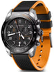 Victorinox watch with black and orange strap on a white background